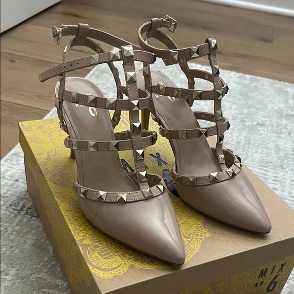 Mix No. 6 Women's Strappy Studded Heels - Picture 1 of 3